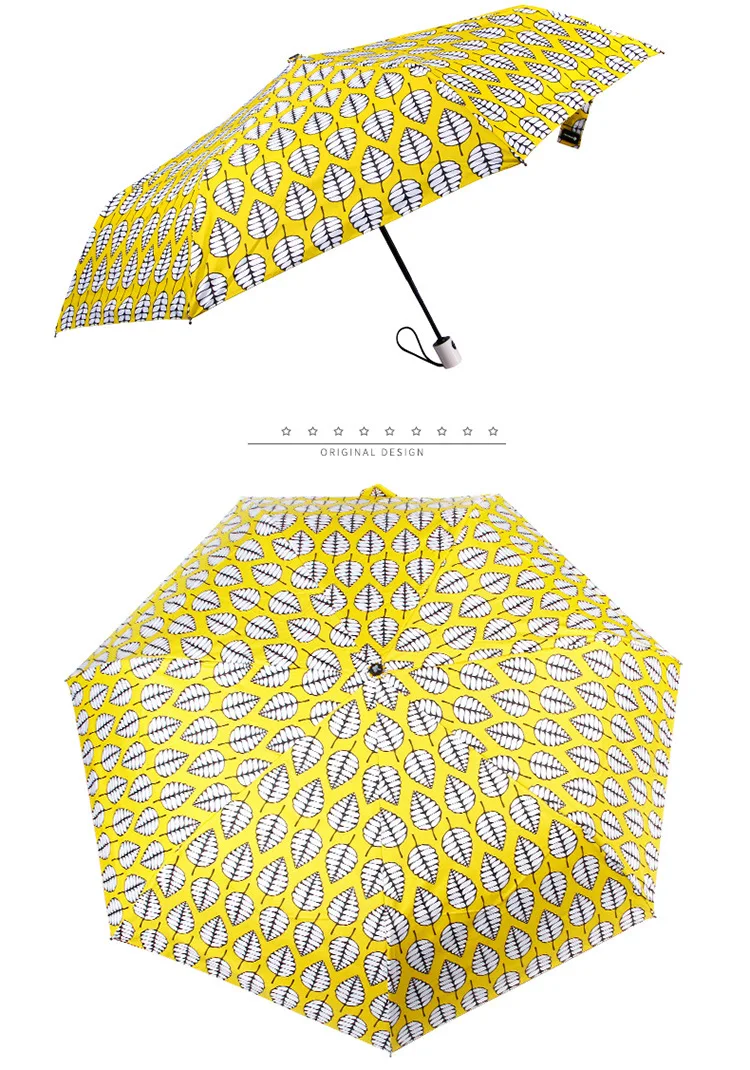 Легкий Мини креативный 3 раза ветрозащитный 3 складной автоматический зонт УФ Защитный зонтик черное покрытие зонтик Z572