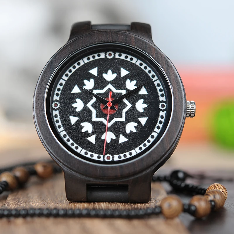 BOBO BIRD Ebony Wooden Timepieces Watch Men UV Priting Dial Face Soft Leather Band Quartz Mens Watches Top Luxury OEM W-J14