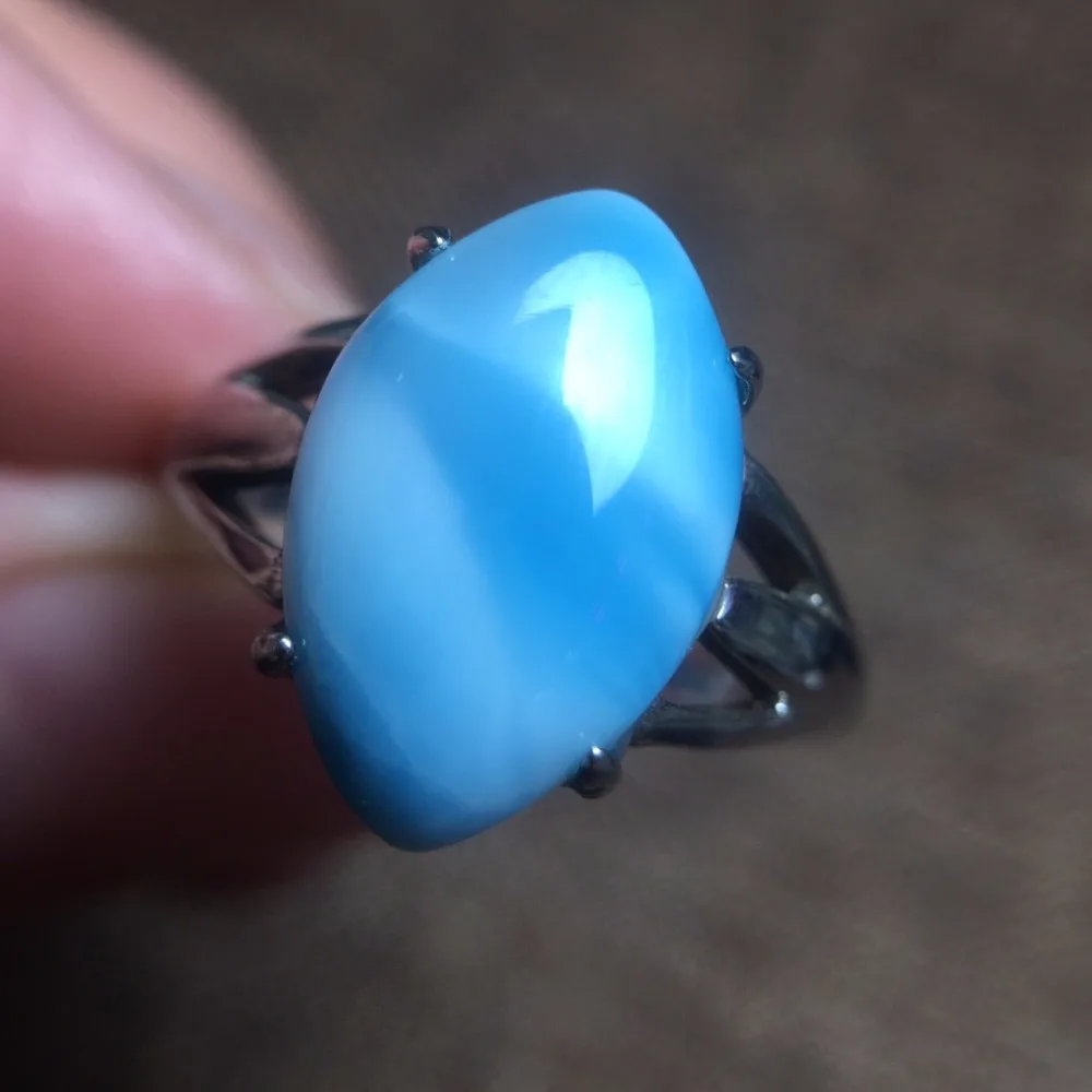 

Fine Jewelry Real Pure 925 Steling Silver Jewelry s925 100% Natural Blue Larimar Gemstones Female Fine Rings Christmas Gift