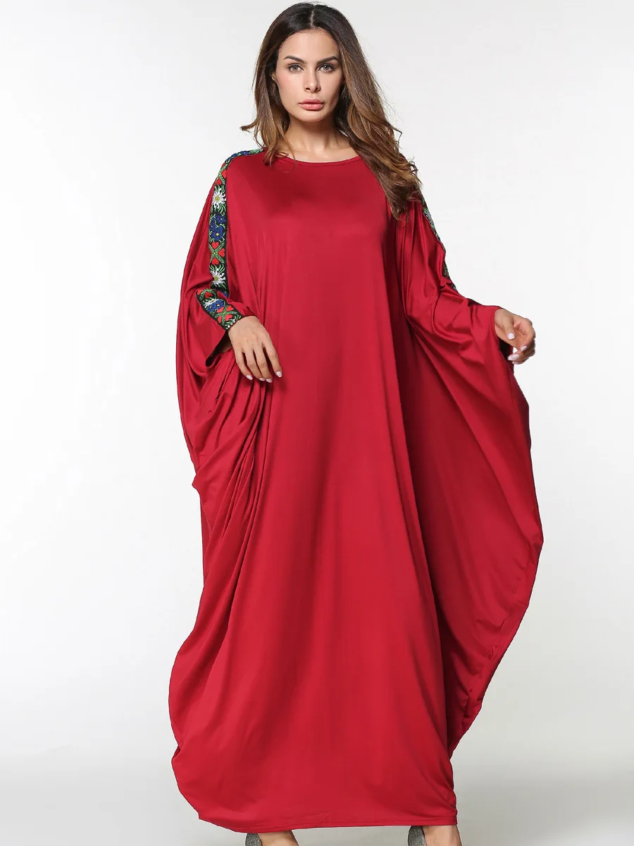 Новое арабское элегантное свободное абайя, кафтан, мусульманское модное платье, женская одежда, дизайн, красный Дубай, abaya, свободный размер