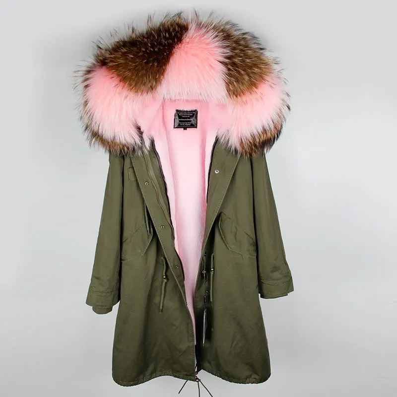 Новая зимняя Женская куртка x-long, парка выше колена, пальто с натуральным мехом, большой воротник из меха енота, верхняя одежда с капюшоном, толстые теплые парки - Цвет: color 11