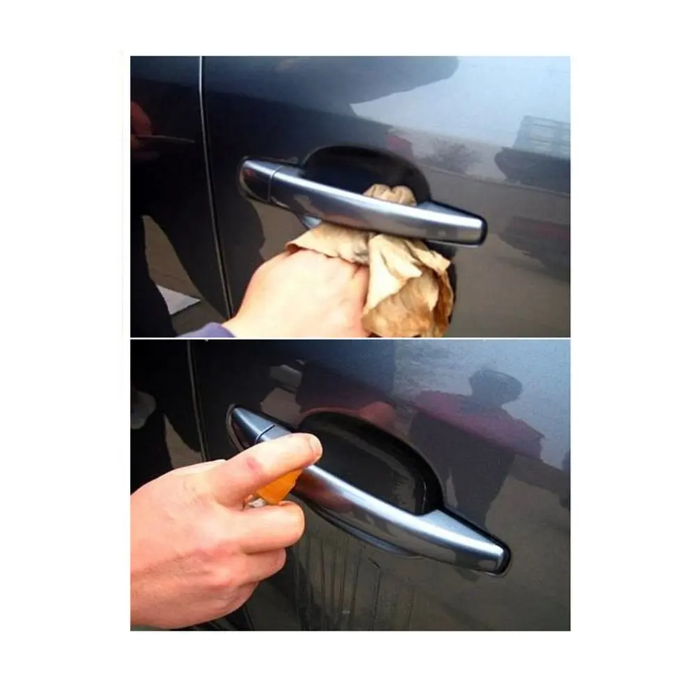 Защитная пленка для автомобильной дверной ручки Rhino, кожаные наклейки на дверные ручки на запястье, прозрачные наклейки из четырех частей