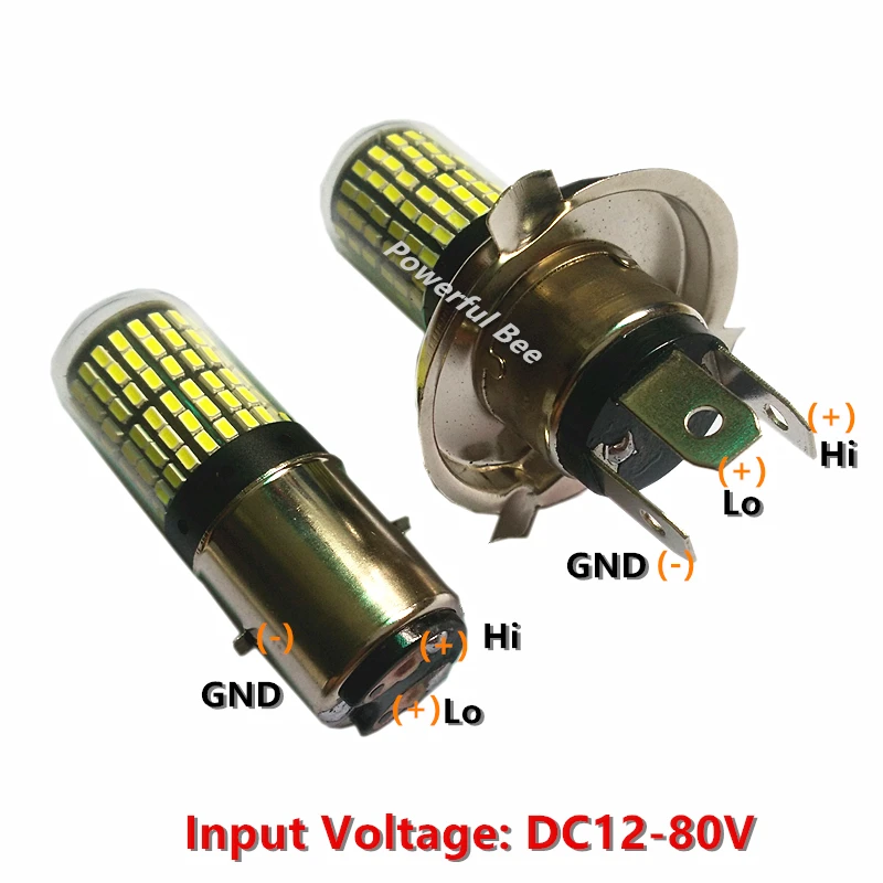 Новые 35 Вт 144SMD Супер Белый светодиодный DC12-80V мотоцикл автомобиль велосипед фары лампы H4/9003/HB2 H6/BA20D Hi/Lo луч