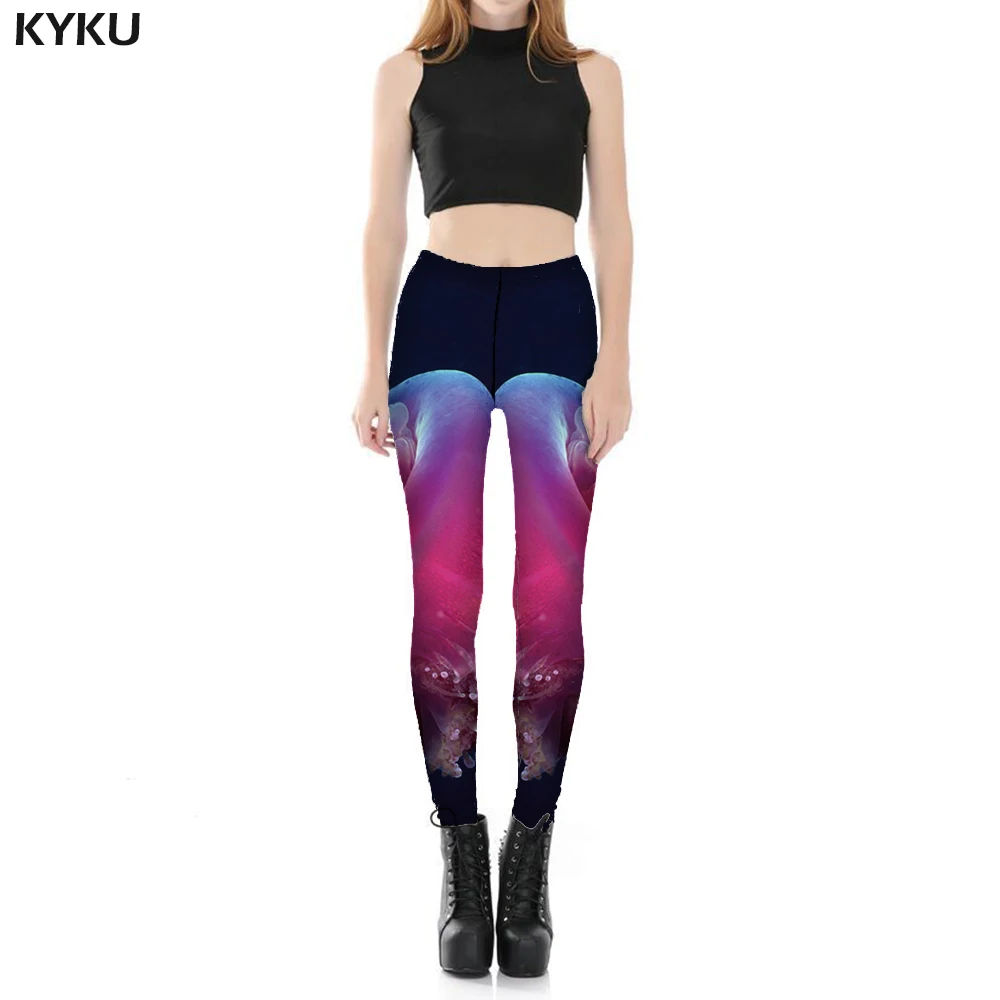 

KYKU Jellyfish Leggings Women Animal Sport Tropical Ladies Black Sexy Gothic Trousers Womens Leggings Pants Casual Jeggins