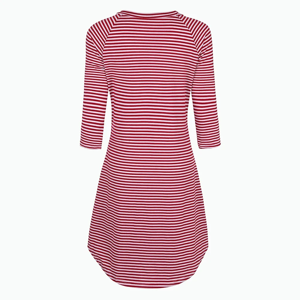 Home suit Women's Maternity Night Dress 3/4 Sleeve Striped Nursing Breastfeeding Cotton Sleepwear Dress Nightgown Home Wear#g4