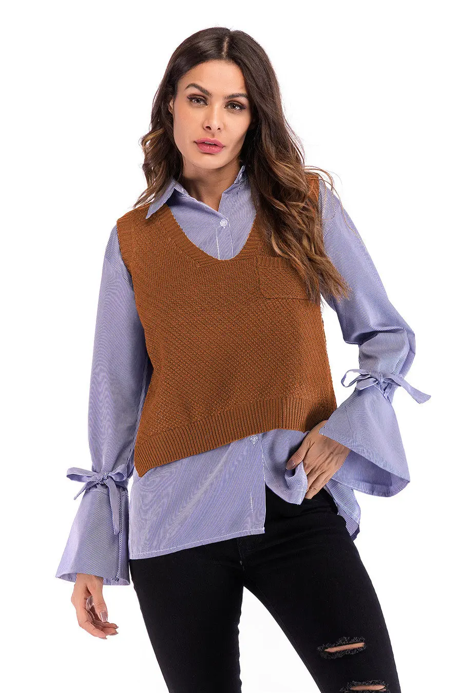 Gladiolus 2018 Fashion Knitwear Autumn Winter Sweater Women Sleeveless V-Neck Loose Knitted Waistcoat Women Vest Short Sweaters (16)