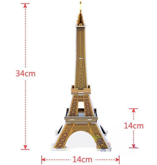 Масштаб бумажные миниатюрная модель эйфелева башня мост великая стена пизанская башня 3d пазлы головоломка для дети-мир отличная архитектура - Цвет: Eiffel Tower