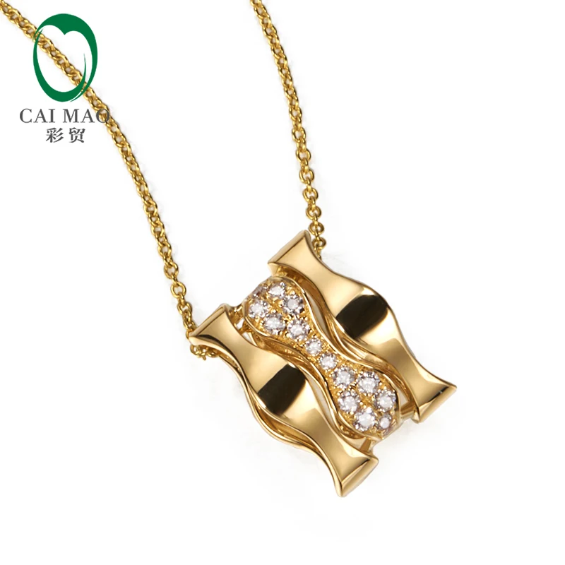 Caimao ювелирные изделия 18KT/AU580 желтое золото 0.20ct круглой огранки алмаз Классическая Подвеска