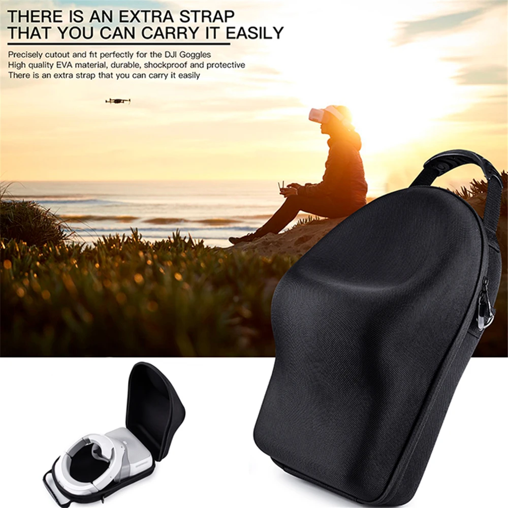 Koop Cewaal opbergtas voor DJI 3D Goggles VR AR Glazen Case Houder Beschermende Hardshell Doos Handtas PU Zwart outdoor