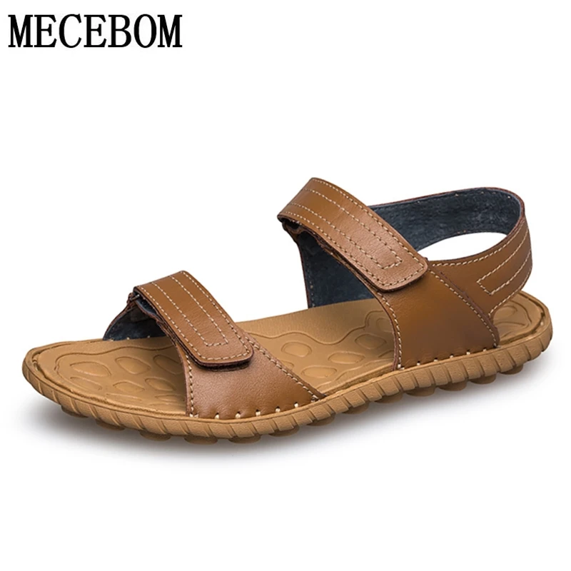 الصيف الرجال الصنادل مريحة جلد طبيعي حذاء كاجوال هوك حلقة إطارات دراجة تسلق الجبال خفيفة الوزن الرجال صنادل شاطئ شهم ساندا 5005 M