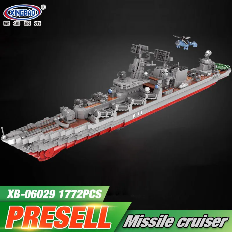 

XINGBAO 06029 1772pcs Military Series The Missile Cruiser Set Building Blocks Bricks New Kids Toys Christmas Gifts Ship Model
