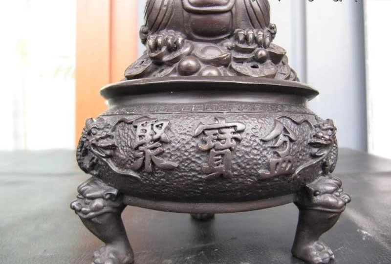 

Chinese Folk Copper Bronze Cornucopia for Foo Dog Kylin Incense burner Censer