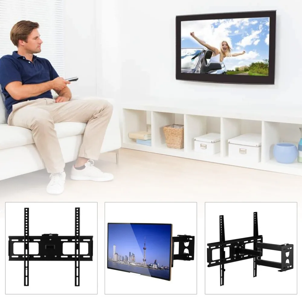 Universal Single Arm Telescopic 75KG TV Wall Mount Swivel Rotating TV Stand Bracket Holder For