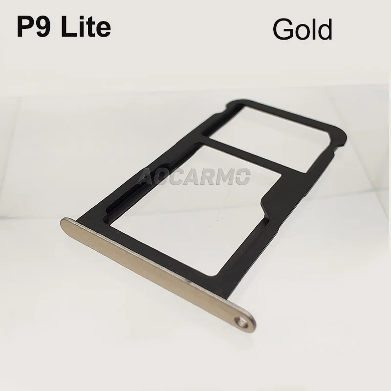 P9 Lite Gold Aocarmo SD MicroSD держатель нано sim-карты лоток Слот для huawei P9 EVA-AL00 P9 Lite Запасная часть - Цвет: P9 Lite Gold