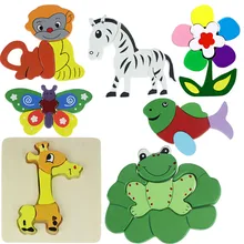 1 шт. деревянные блоки Животные детская развивающая игрушка Puz zle техникой для фруктов/животных/жизнь, подарок игрушка для детей для маленьких детей A1