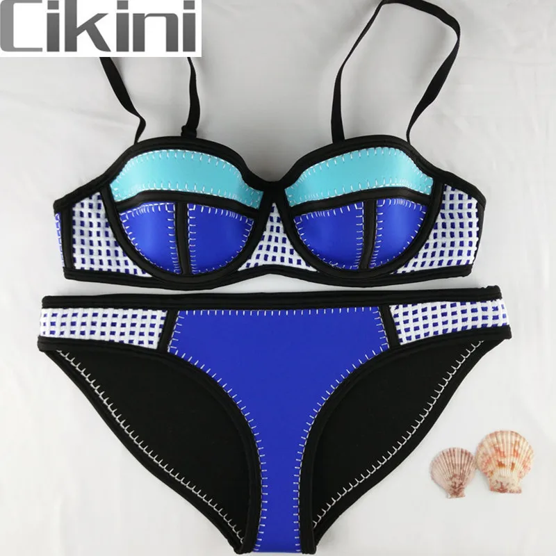 

Neoprene Summer Sexy Swimsuit Bath Suit Bathsuit New Mesh Swimwear Women Sexy Bikini Set Swimsuit Biquini TA06 Cikini