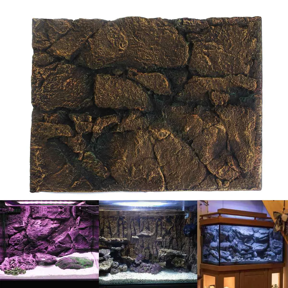 

60 x 45 x 3cm 3D Foam Rock Reptile Stone Aquarium Background Backdrop Fish Tank Board Decor Wholesale PU Leather Foam