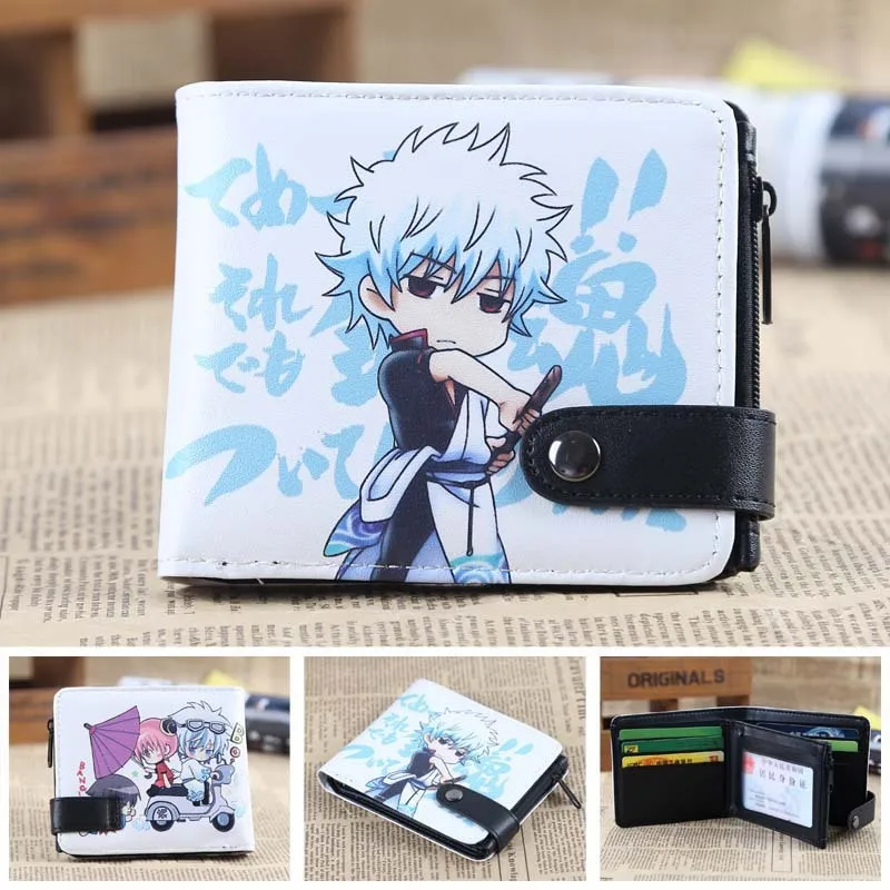 GINTAMA font b Anime b font wallet Leather pu short Bifold Purse Cosplay Wallet