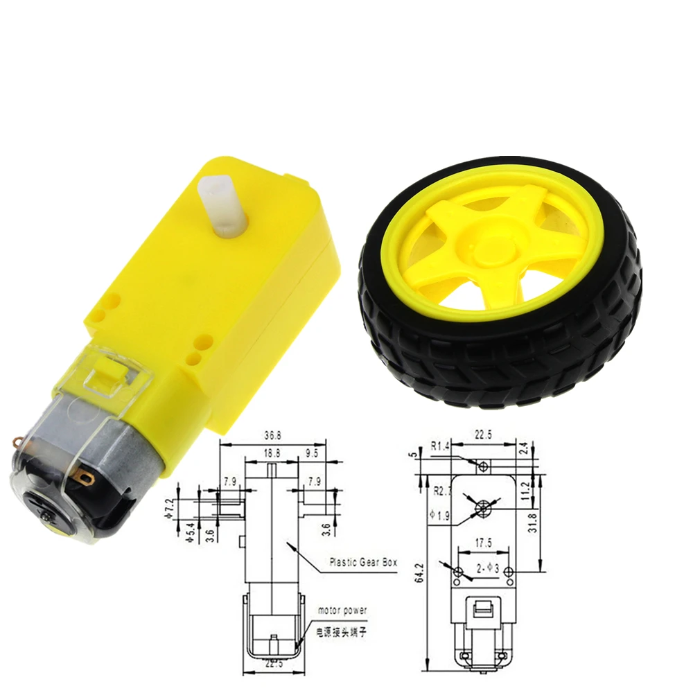 

TT Motor Smart Car Robot Gear Motor Wheels for arduino Diy Kit
