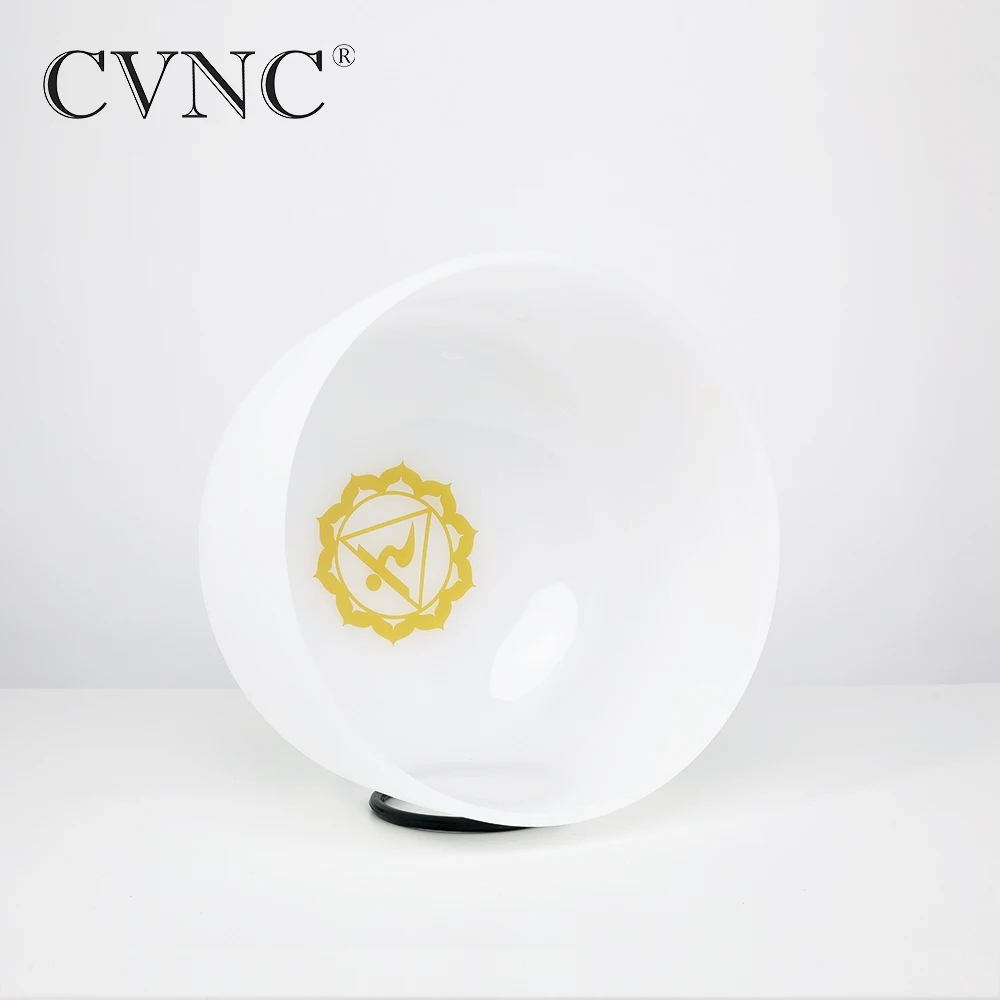 CVNC 10 дюймов E Солнечный сплетение желтый чакра Symble узор кристалл кварца Поющая чаша