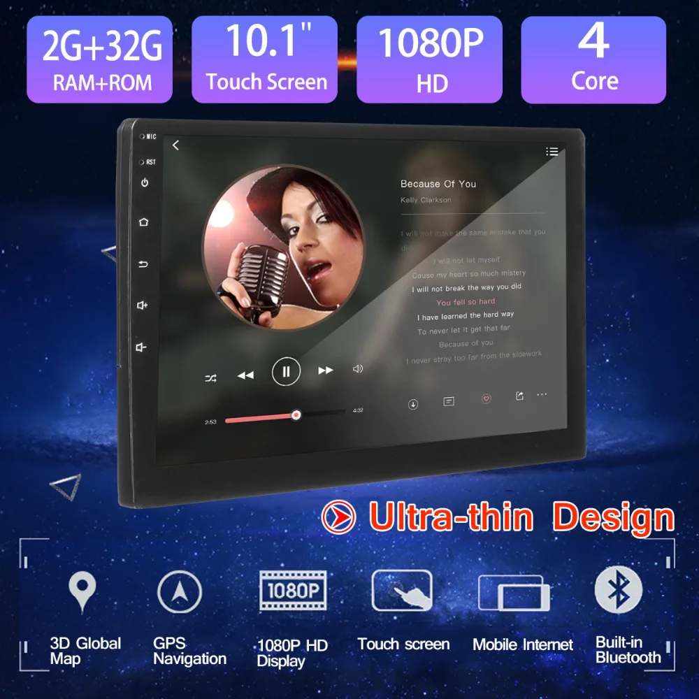 

2G+32G 10.1" Car Multimedia Player Radio GPS for Android 7.1 HD 2 din Navigation Audio bluetooth WIFI Stereo Car MP5 Player