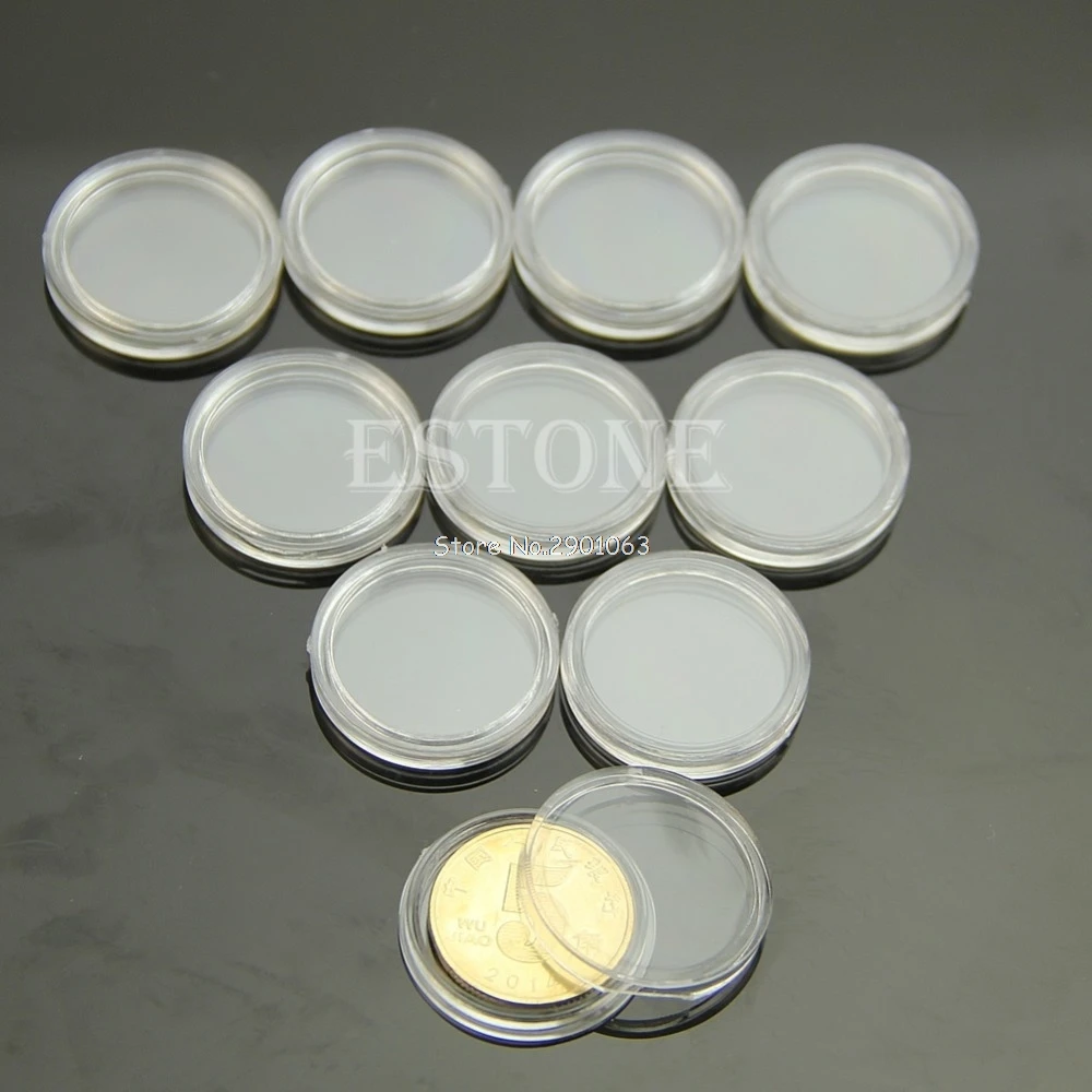 

10Pcs Coin Storage Applied Clear Round Cases Capsules Holder Round Plastic 22mm