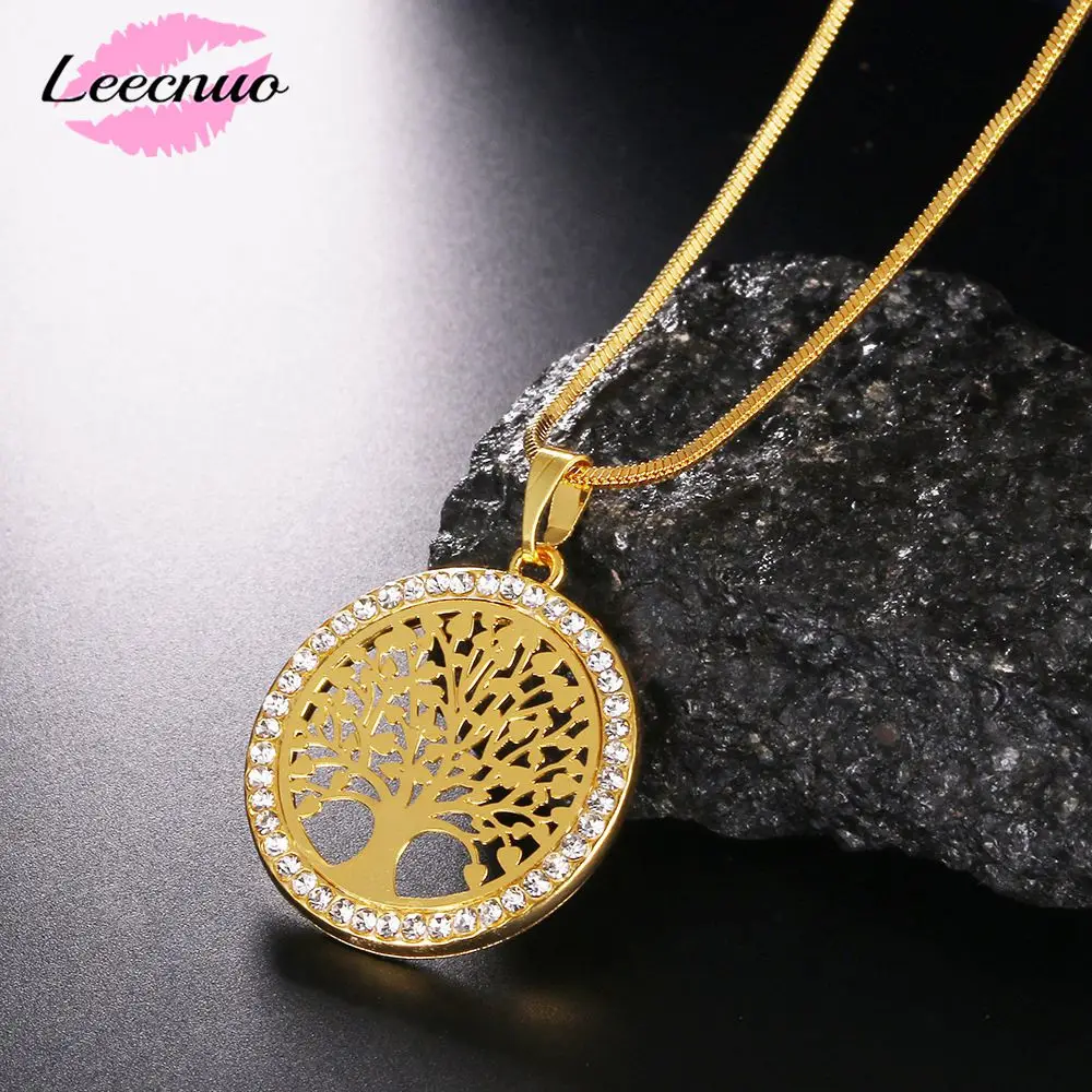 

Hot Tree of Life Crystal Round Small Pendant Necklace Gold Silver Colors Elegant Women Jewelry Gifts Dropshipping