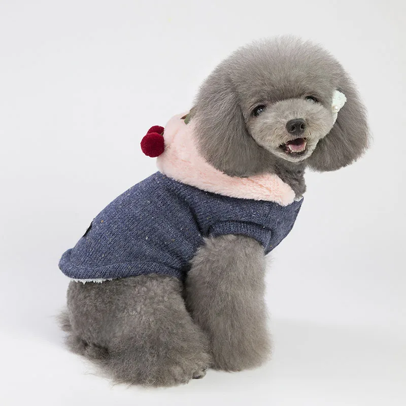 Одежда для собак, зимний теплый костюм для питомцев, теплое Стеганое пальто, вязаный свитер для маленьких девочек, собак, кошек, сладких вишневых пуделей, пальто, наряды