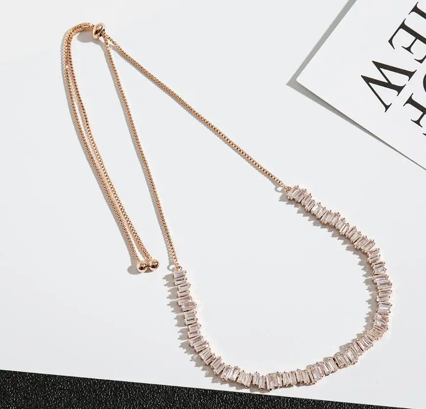 Ожерелье чокер женское с фианитом регулируемой длины IN01|chokers necklaces for women|brand