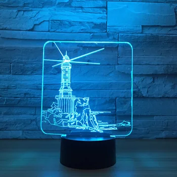 

Lighthouse Model 3D LED Night Light 7 Color Change Mood Lamp USB 3D Illusion Table Lamp For Home Decorative Drop Shipping