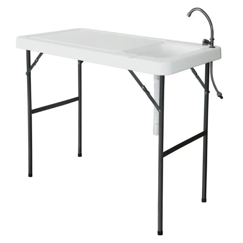 

Foldable Outdoor Camping Desk Fish Fillet Cutting Table with Sink Faucet Outdoor picnic Camping Cooking Table