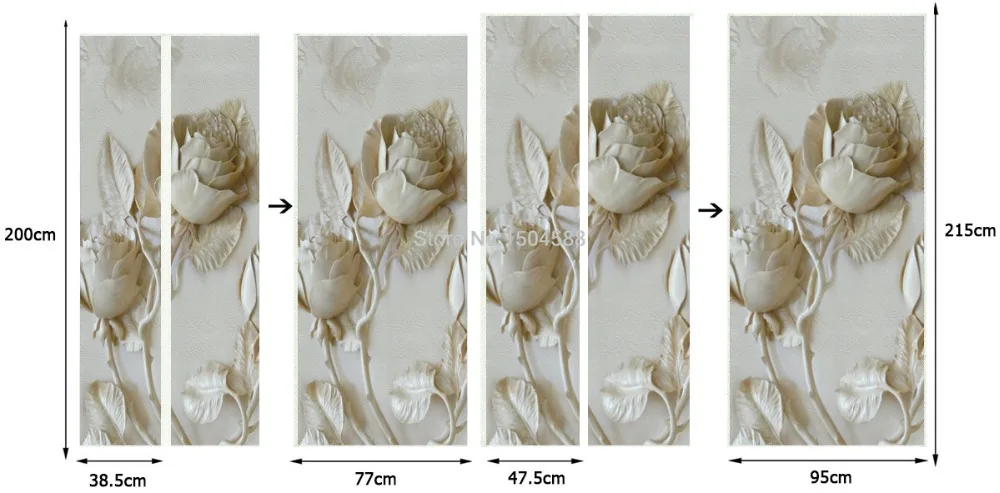 3D рельефные цветы розы наклейки на дверь для гостиной спальни ПВХ самоклеющиеся водонепроницаемые обои домашний Декор Наклейки на стены s