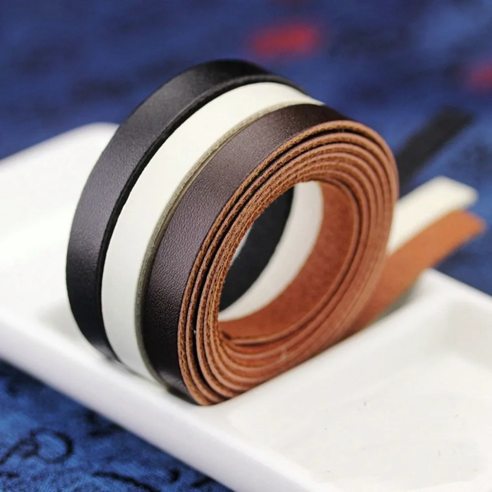 Oil-Faux Brown/White/Black Leather （Medium）Strap For Strip Belt Hide
