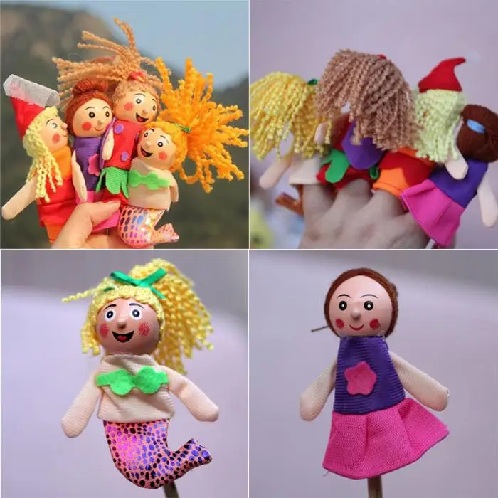 Лидер продаж 4 шт./лот дети забавные пальчиковые куклы игрушки классические детские рисунок куклы Русалка сказка для кукольного театра