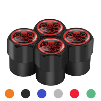 

4Pcs Skull HEIL HYDRA Avengers SHIELD Emblem Badge Logo Car Tire Valve Caps Wheel Tires Tyre Stem Air Cap Airtight Covers