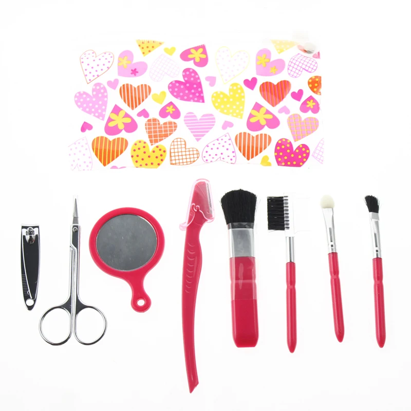 

8Pcs Face Beauty Care Set Kit Tool Product Include Mirror Nail Clipper Eyebrow Trimmer Knife Razor Eye Brow Comb Makeup Brushes