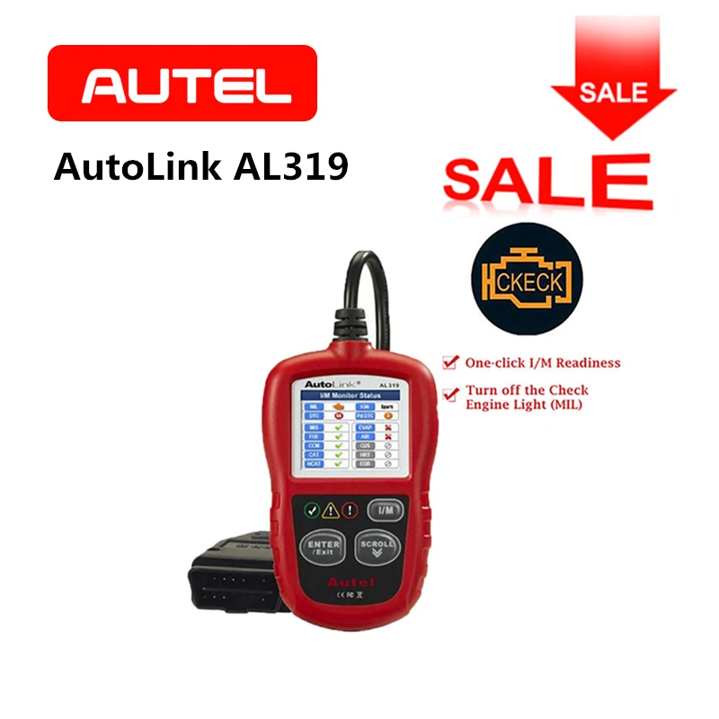 Autel AutoLink AL319 Diagnostic Tool DIY OBDII Car Fault Engine Code Reader Scanner OBD2 Vehicle Color TFT Screen Original Autel AutoLink AL319 Diagnostic Tool DIY OBDII Car Fault Engine Code Reader Scanner OBD2 Vehicle Color TFT Screen Original