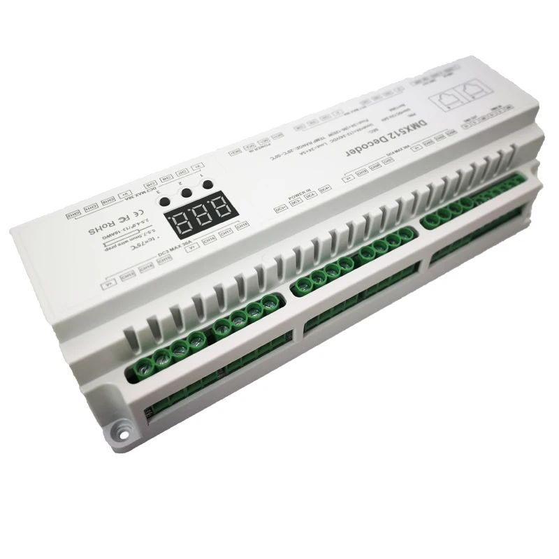 DMX512 декодер DC12V-24V 5А* 24CH Max 120A 2880 Вт выход RGB/RGBW декодер полосы RJ45 подключить светодиодный экран 24 канала DMX декодер