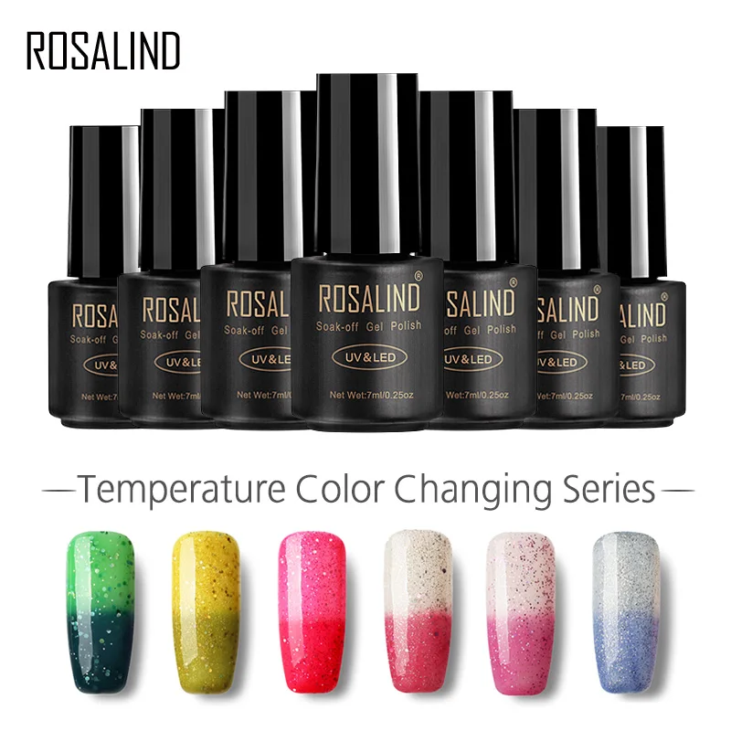 

ROSALIND Gel 1S Black Bottle 7ML Temperature Changing chameleon T31-54 Gel Nail Polish Nail Art UV LED Semi Permanent Lucky