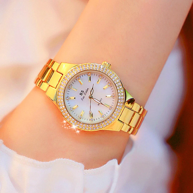

Luxury Brand Rhinestones Gold Women Watches Quartz Steel Female Clock Casual Crystal Ladies Watch reloj mujer relogio feminino