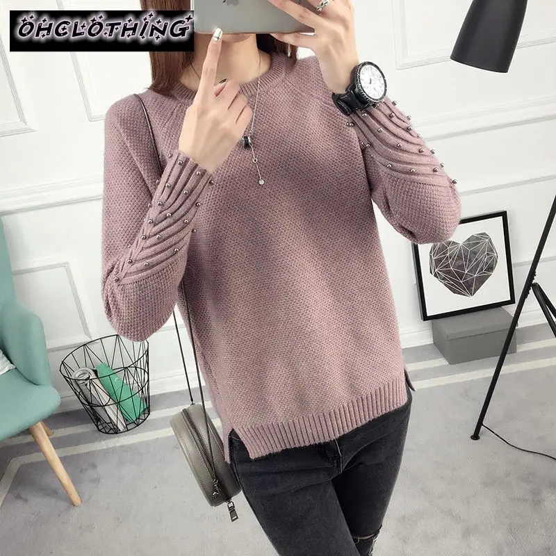 Цена OHCLOTHING 2019 новая весна корейский короткие универсальные зимний свитер вязаная рубашка с длинными рукавами свободные свитер для женщин пулов...