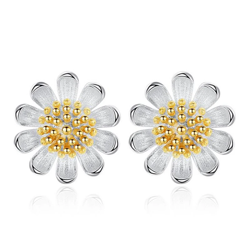 

New Design 925 Sterling Silver Earrings Fashion Daisy Stud Earings For Women Girl Gift Sterling-silver-jewelry 3Y476