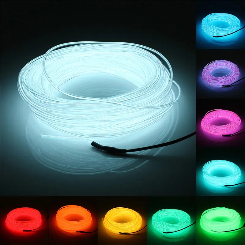 Lowest Price 20M Flexible EL Wire Soft Tube Wire Neon Glow Car Rope Strip Light Xmas