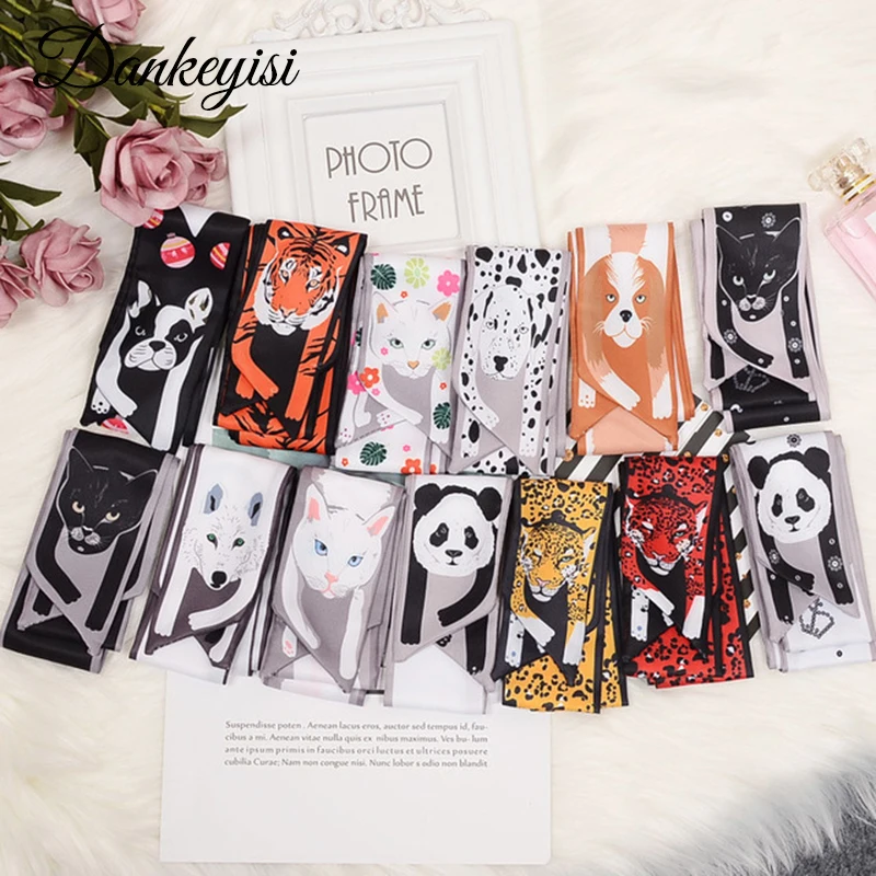 

DANKEYISI Silk Head Scarves Women 2018 Animal Scarf Female Neck Hair Scarf Decoration Long Office Lady Tie Band Neckerchief