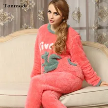 Фланель для сна, пижамы для женщин, зимний фланелевый пуловер для сна, ночная рубашка с животными, женские пижамы, комплект
