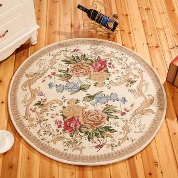 

2020 Round Jacquard Countryside Carpets For Living Room Flower Bedroom Rugs And Carpets Computer Chair Floor Mat Table Area Rug