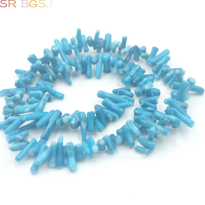 6-12 мм мини маленькая ветвь Форма море бамбуковые коралловые чипсы разделитель Свободные ювелирные изделия делая бусины нить 15" - Цвет: Blue
