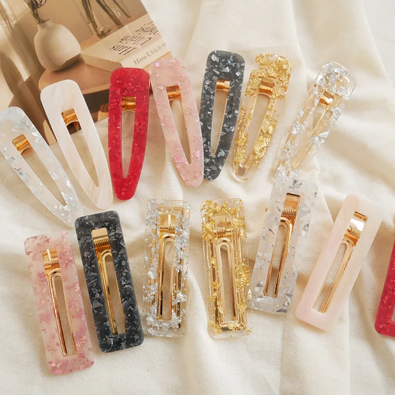 

1PC New Women Girls Acrylic Hollow Waterdrop Rectangle Hair Clips Tin Foil Sequins Hairpins Barrettes Headbands Hair Accessories