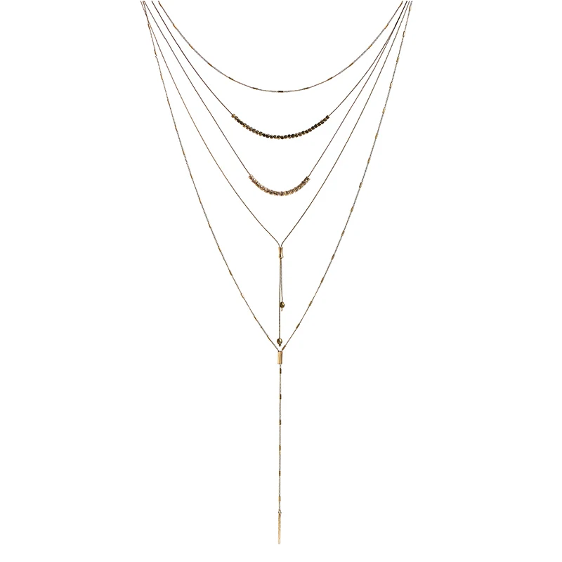 Дикое и свободное многослойное ожерелье в богемном стиле для женщин, винтажное осенне-зимнее длинное ожерелье-свитер, Брендовое ювелирное изделие, Прямая поставка - Окраска металла: Antique Gold