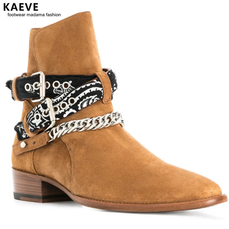 mens chelsea boots with buckle strap